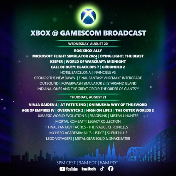 忠泰策略 Xbox公布科隆游戏展2025完整阵容 两天发布会大作齐聚